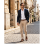 Pantofi barbati maro din piele naturala perforata cu sireturi si talpa neagra RSY479M